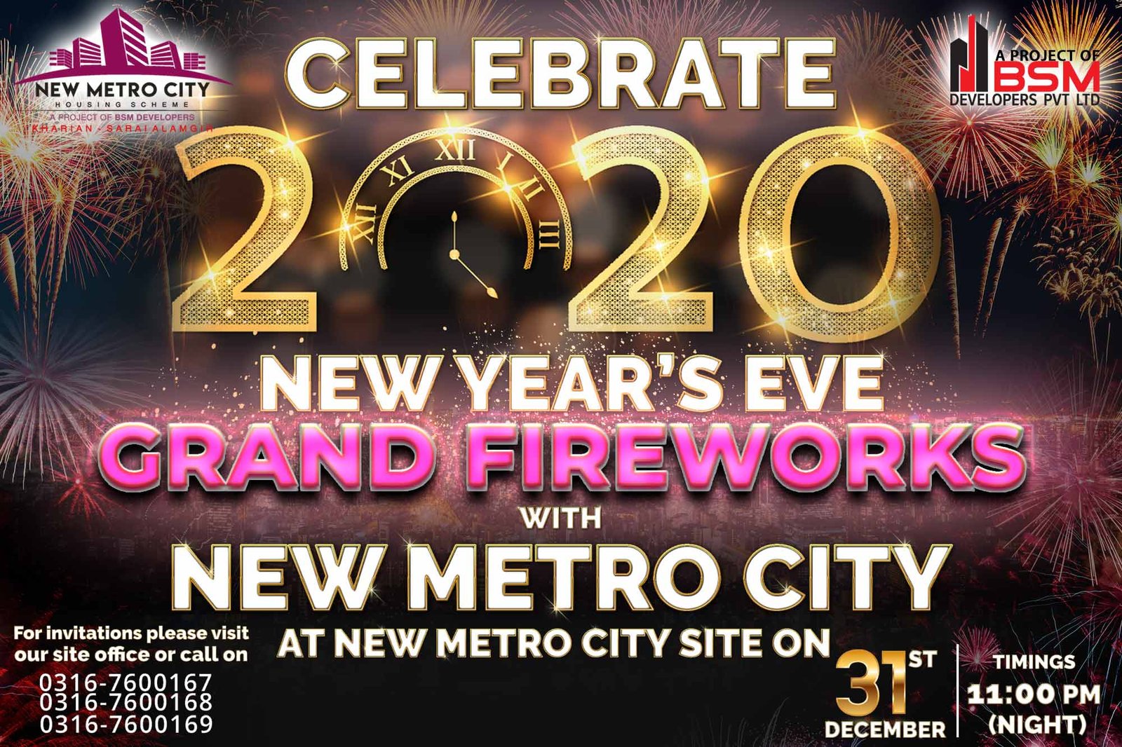 New Year Grand Fireworks at New Metro City Housing Scheme